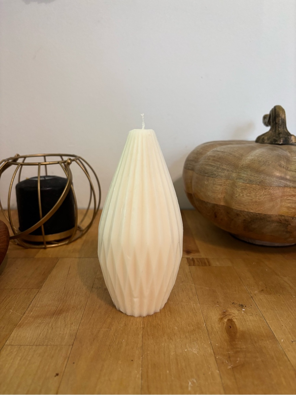 Cream Textured Decorative Candle - Home Accents